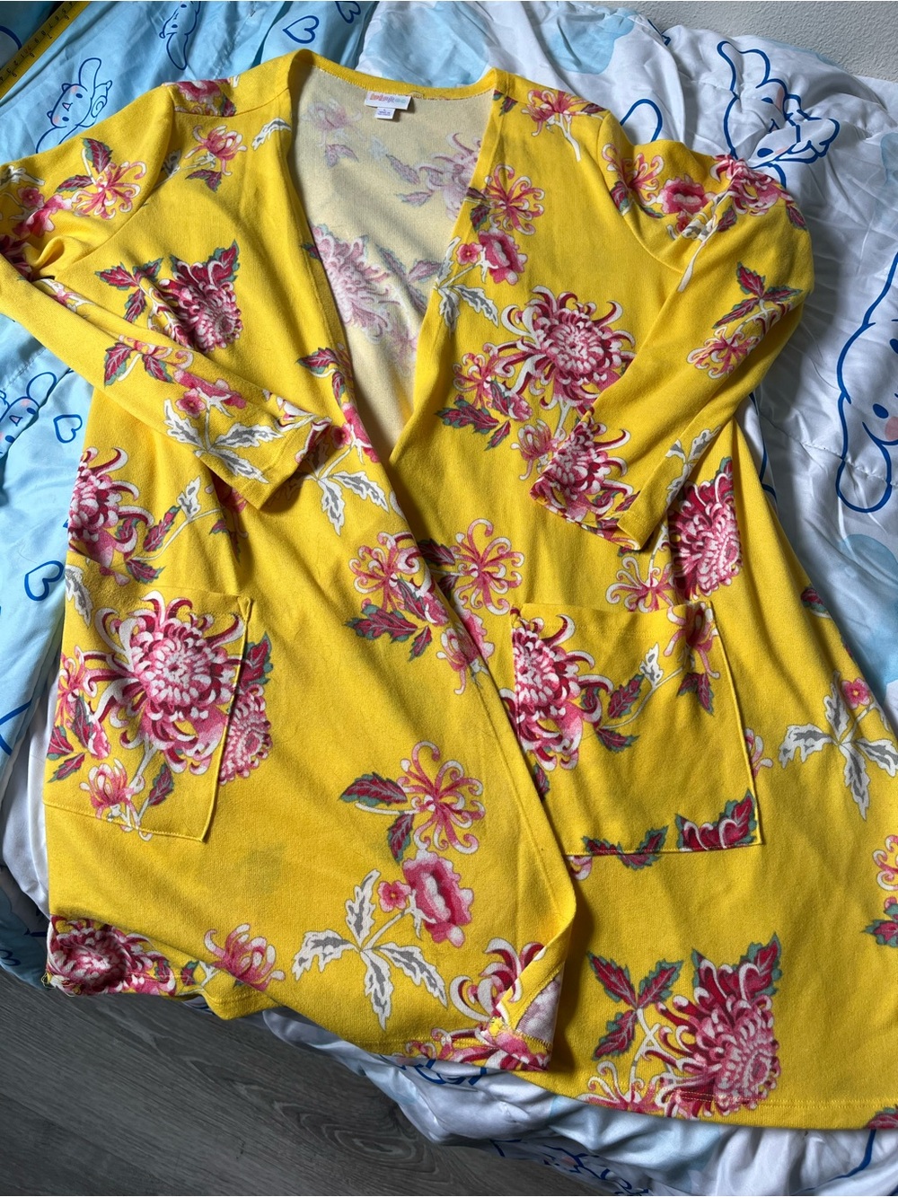 LuLaRoe Yellow Floral Lightweight Cardigan